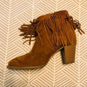 Caramel Brown Fringe Booties